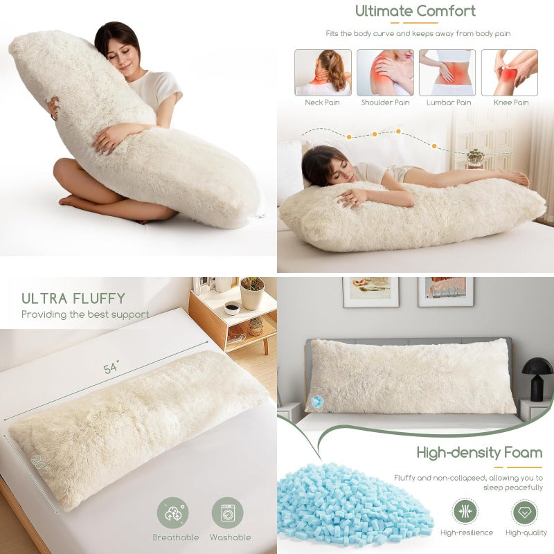 Body Pillow for Adults Extra Long Full Body Pillow with Removable Cover and Memory Foam Filling for Side Sleepers and Pregnancy Soft port Pillow hine Washable 20x54 Inch
