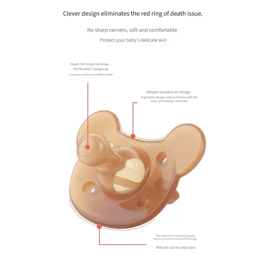 Silicone Baby Pacifiers with Cute Bear Design - BPA Free Soft Soothing Teether, Newborn Infant Dummy for Oral Development, 0-3 Years, Gentle on Gums, Food-Grade Teething Toy