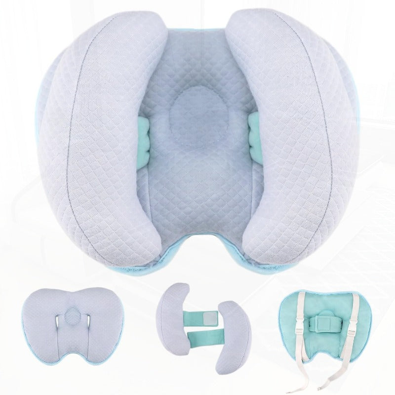 Upgraded 2 in 1 Baby Travel Pillow Adjustable Banana Shape Baby Neck Head Support Piloow Stroller Insert Cushion for 4 Months Up Toddler Blue
