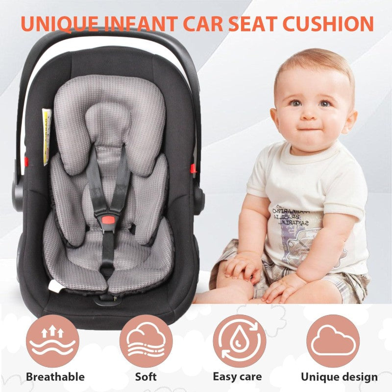 Infant Carseat Insert 2 in 1 Reversible Baby Car Seat Cushion for Newborn Toddler Head Body Support Car Seat Pad for Carseats Strollers Swings Bouncers Black