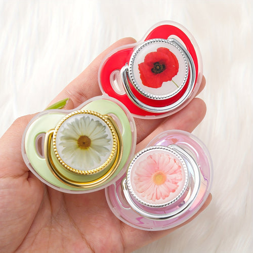 1pc Flower Pacifier Colorful Beautiful Flower Designed Pacifier - 1pc with Dust-Proof Lid | Phthalate-Free, Soft & Comfortable, Safe for Boys & Girls | Perfect Gift for Children, Multiple Choices