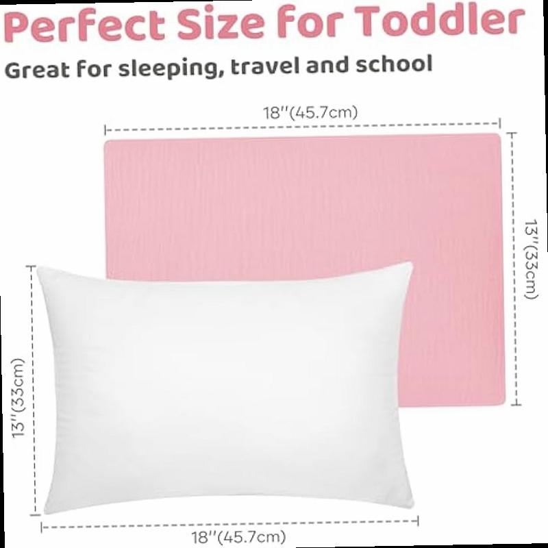 Pro Goleem Toddler Pillow with Muslin Cotton Pillowcase 13 18 Soft Toddler Pillows for Sleeping Kids Pillow Child Pillow Machine Washable Perfect Bed Toddler Cot and Travel Pink