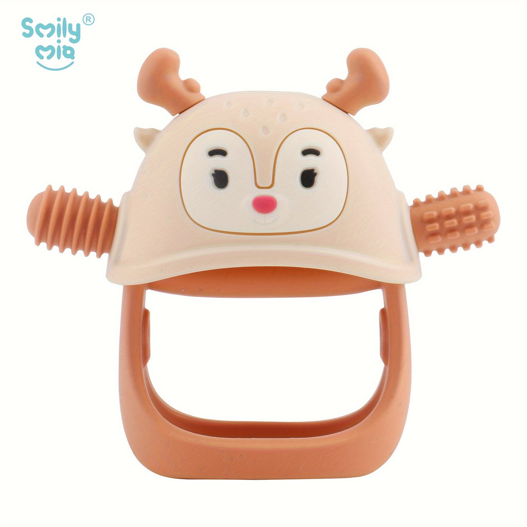 Smily Mia Teething Toys\u002FTeethers for Babies 6-12 Months, Reindeer Baby Chew Toy 3-6 Months for Teething Cutting Off, Get-A-Grip Baby Hand Teether, Silicone Teething Mittens for 0-6Months, Silicone Baby Teether for 3M+