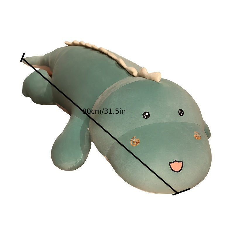 Cute Dinosaur Plush Toy Pillow - Soft Polyester Kids Bedtime Companion, Adorable Dinosaur Design with Expressive Eyes, 3 Colors (Pink, Green, Blue) for Toddlers 0+, Birthday Gift & Nursery Decor