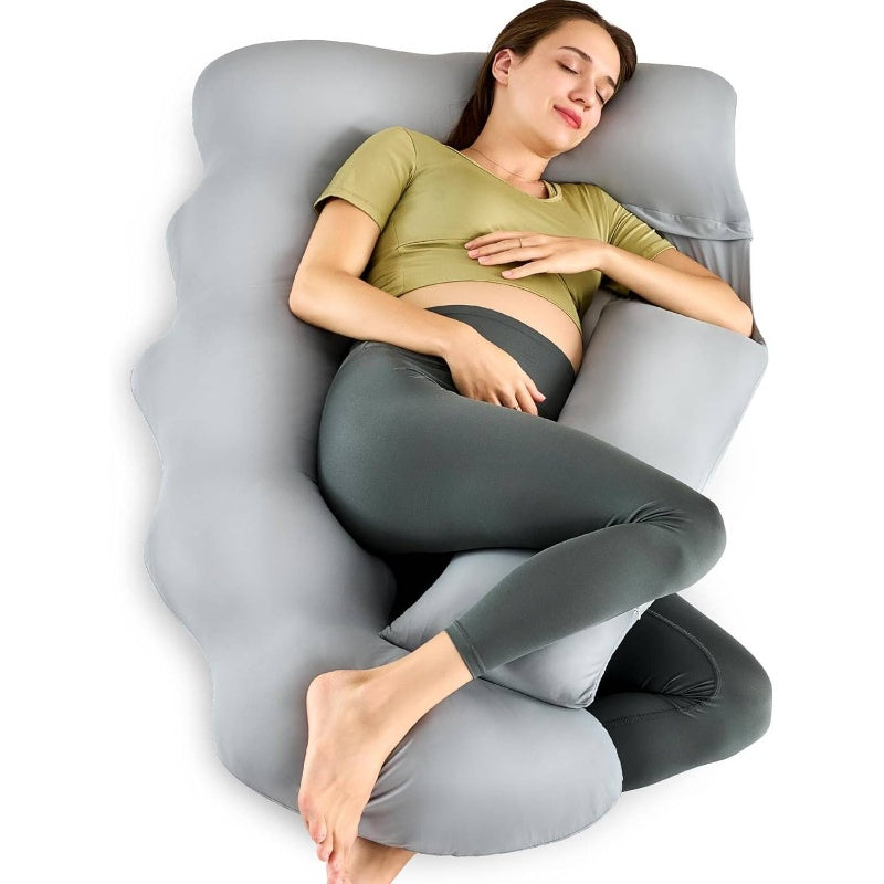 Cooling Pregnancy Pillow Sleeping, U Shaped Full Body Maternity Pillow with Silky Cool Cover u2013 Support Back, Belly, HIPS Pregnant Women, 51 Inch Body Pillow,