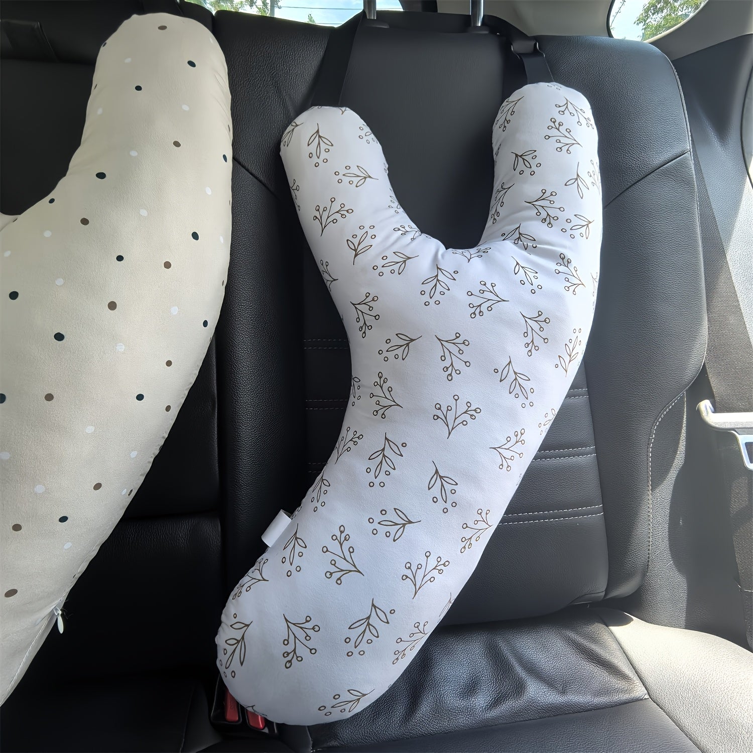 1-Pack Car Child Seat Pillow - Y-Shaped Travel Pillow with Soft Durable Fabric, Ergonomic Design for Long Car Trips, 4 Colors (Mixed) - Safe & Comfortable for Toddlers, Car Child Seat Accessories, Travel Baby Pillow, Yshaped Design, Sturdy Support