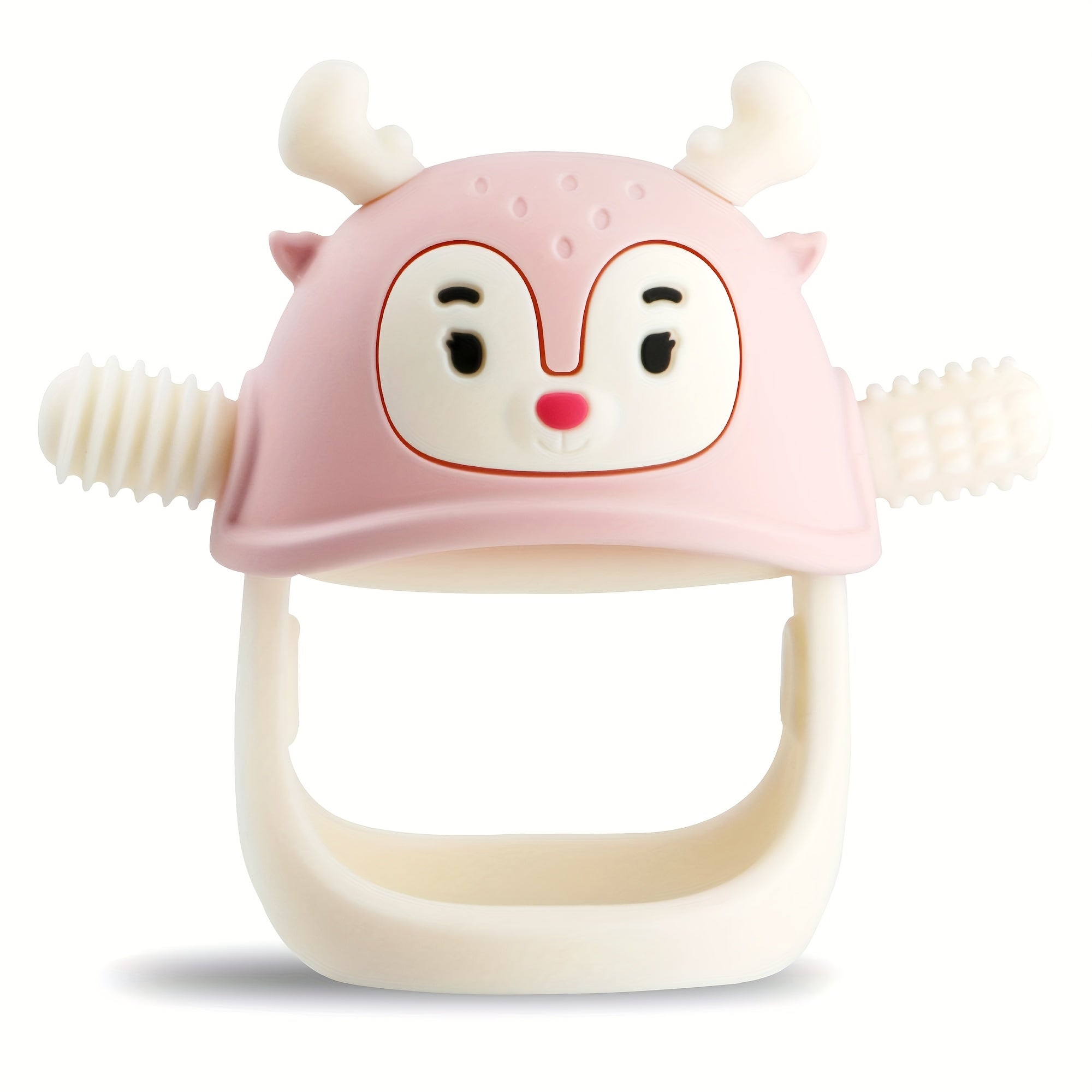 Smily Mia Teething Toys\u002FTeethers for Babies 6-12 Months, Reindeer Baby Chew Toy 3-6 Months for Teething Cutting Off, Get-A-Grip Baby Hand Teether, Silicone Teething Mittens for 0-6Months, Silicone Baby Teether for 3M+