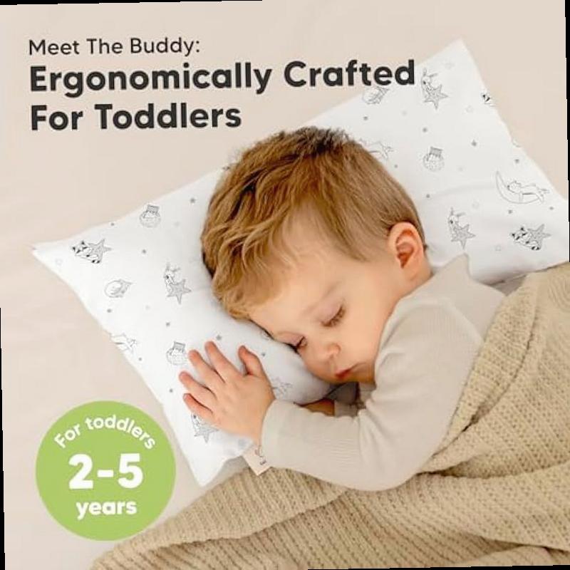 Toddler Pillow with Pillowcase 10 18 My Little Dreamy Kids Travel Bed Pillows for Sleeping Organic Cotton Small Pillowcase Soft Breathable Machine Washable Toddlers 2 5 Years Old Slumber