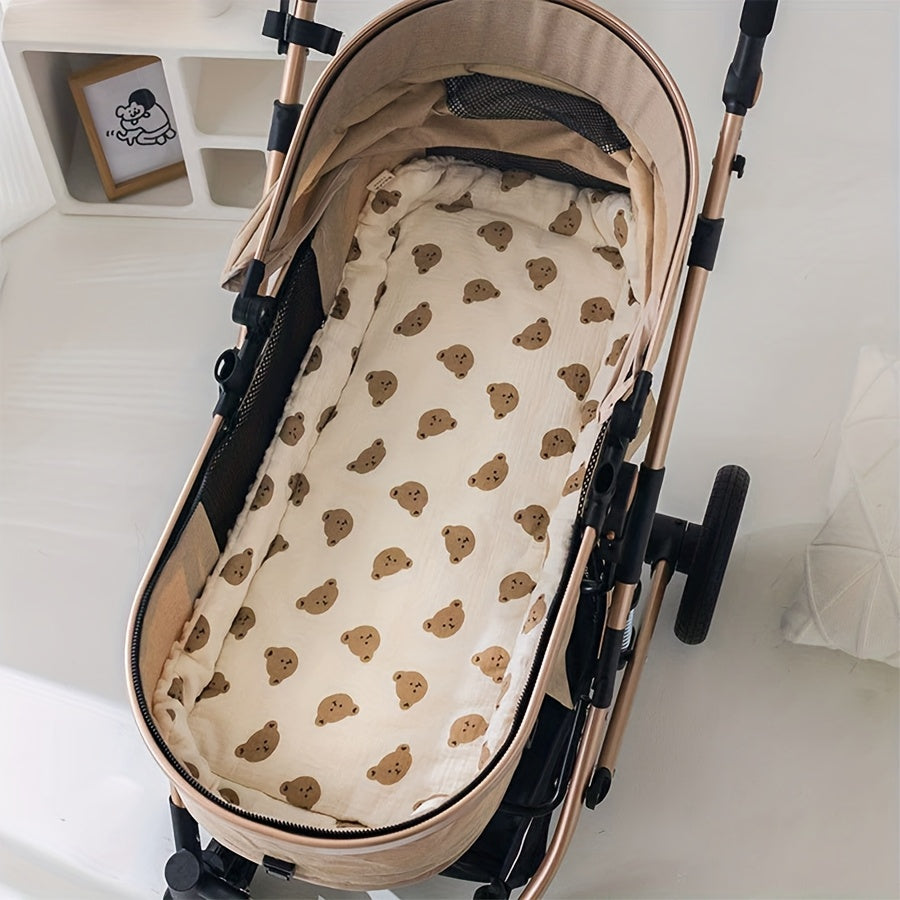 1pc Baby Stroller Seat Cushion - Soft Double-Sided Bear Pattern, Ergonomic Design for Toddler Comfort, Perfect for Christmas, Halloween, Thanksgiving & New Year Gifts, Stroller Seat Cushion, Toddler Comfort Seat, Playful Toddler Seat, Durable Toddler Seat