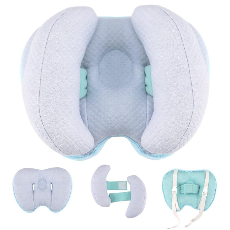 Upgraded 2 in 1 Baby Travel Pillow Adjustable Banana Shape Baby Neck Head Support Piloow Stroller Insert Cushion for 4 Months Up Toddler Blue