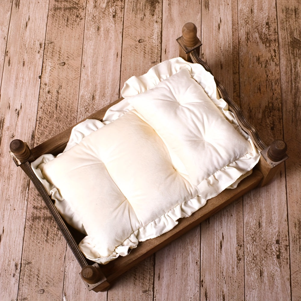 1Set Newborn Photography Prop - Soft Spandex Lace Cushions & Pillows, Elegant Beige and Navy Blue, Perfect First Meeting Gift for Youngsters, Newborn Photography Props|Elegant Cushions|Soft Spandex Fabric