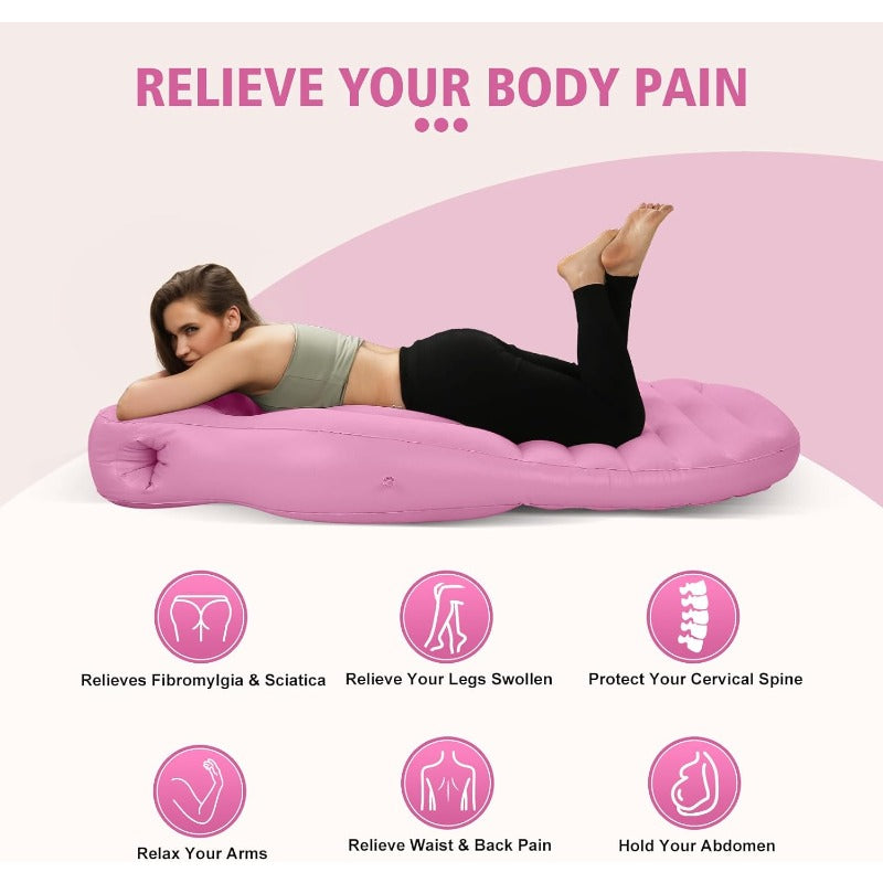 Pregnancy Blow Up Pillow Belly Mattress for Pregnant Women with Electric Pump Full Body Maternity Airbed with Hole for Stomach Sleeping Back Pain and SPD Relief Pink
