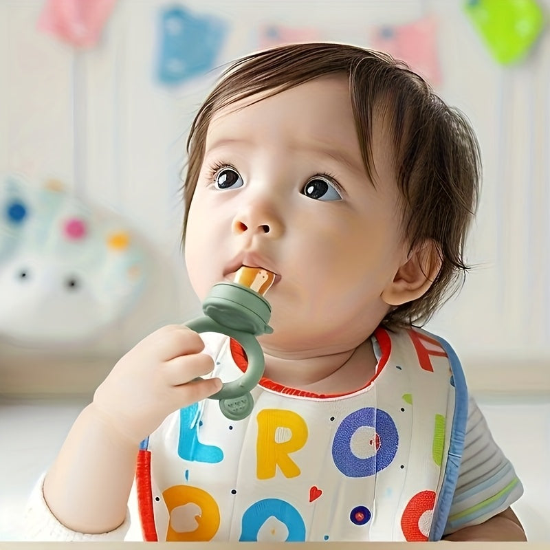 1pc Food Grade Silicone Teether & Fruit Vegetable Feeder with 3 Size Mesh Bags - Soft Chewable Complementary Food Kit, Christmas Halloween Gift (Pink Purple Blue), Feeding Tool, Babyfriendly Design, Nontoxic Material, New Parents, Moms