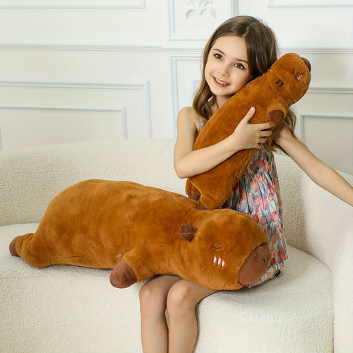 1pc The Capybara Pillow, Toy, Doll, Can Be Lying On The Stomach, The Kids Sleeps On The Bed with A Long Pillow Plush