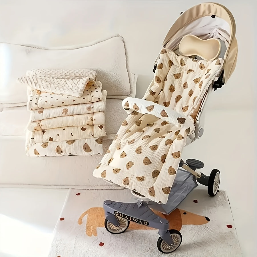 1pc Baby Stroller Seat Cushion - Soft Double-Sided Bear Pattern, Ergonomic Design for Toddler Comfort, Perfect for Christmas, Halloween, Thanksgiving & New Year Gifts, Stroller Seat Cushion, Toddler Comfort Seat, Playful Toddler Seat, Durable Toddler Seat