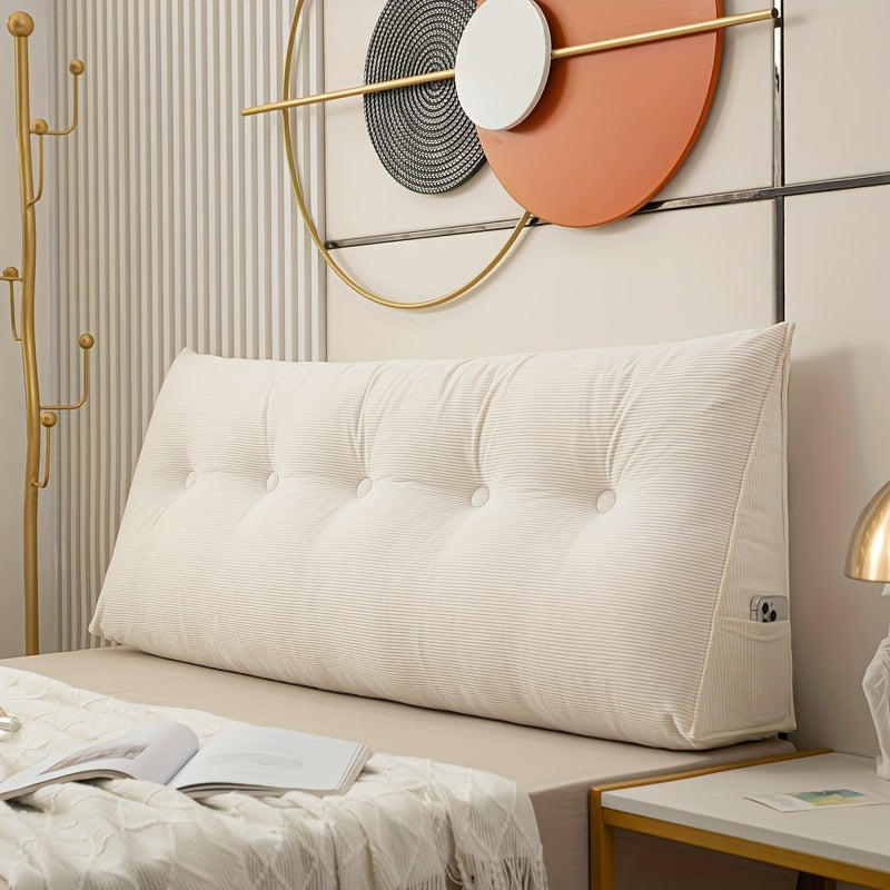 Soft Plush Wedge Floor Pillow with Side Storage – Zippered Polyester Cover, Hand Washable, Back Support for Pregnant Women, Multi-Purpose Bedrest, All-Season Comfort, Modern Beige Design, Pregnancy Pillow