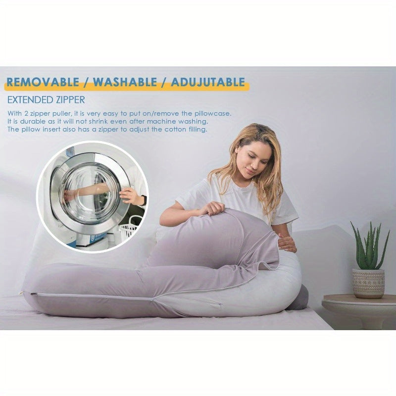 Cooling Pregnancy Pillow Maternity Pillow for Pregnant Women C Shaped for Side Sleeping Cooling Silky Grey