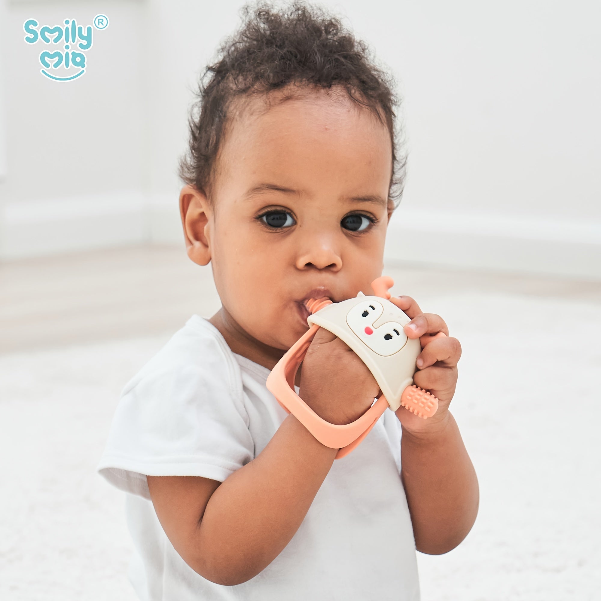 Smily Mia Teething Toys\u002FTeethers for Babies 6-12 Months, Reindeer Baby Chew Toy 3-6 Months for Teething Cutting Off, Get-A-Grip Baby Hand Teether, Silicone Teething Mittens for 0-6Months, Silicone Baby Teether for 3M+