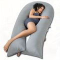 Extra Long U-Shaped Body Pillow for Sleeping - 65 Inch Full Body Support Maternity Pillow for Adults, Back Hip Legs Support, Pregnant Women, Grey, Comfortable Sleeping, Ergonomic Design, Durable Fabric