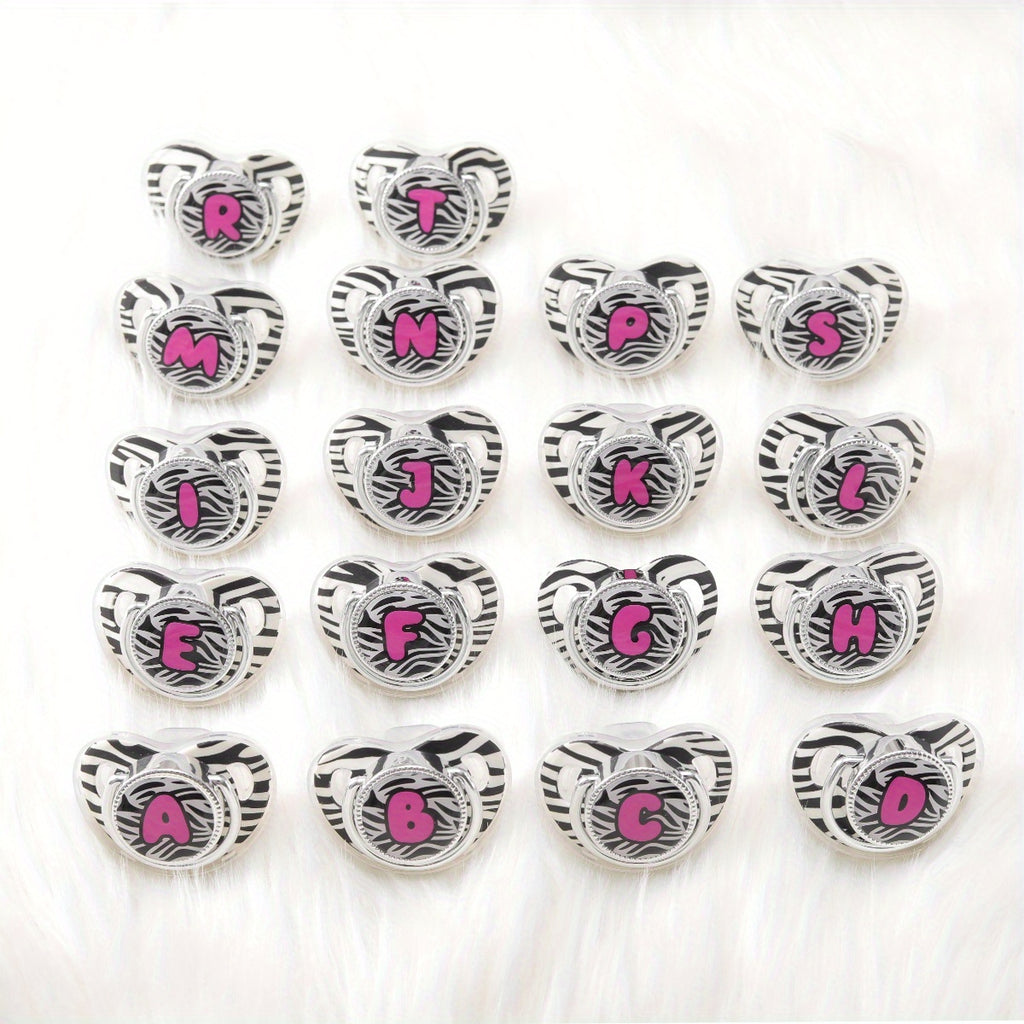 1pc Zebra Print Letter Design Pacifier With Dust Cover, Free Of Phthalates, Easy To Use, Soft And Comfortable, Safe Product, Suitable For Boys And Girls, With Multiple Choices, The Perfect Gift For Children