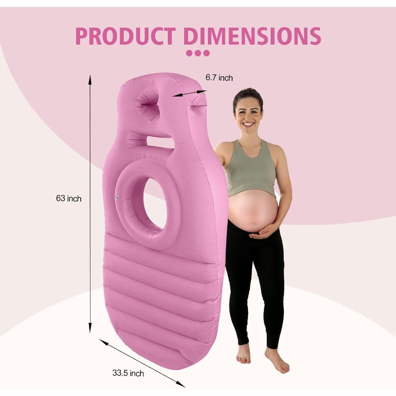 Pregnancy Blow Up Pillow Belly Mattress for Pregnant Women with Electric Pump Full Body Maternity Airbed with Hole for Stomach Sleeping Back Pain and SPD Relief Pink