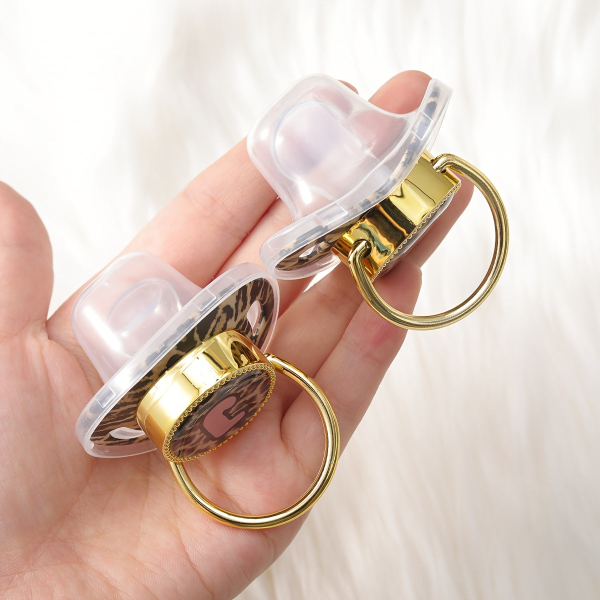 Golden Leopard Print Letter Pacifier with Dust-Proof Lid - Soft Silicone, Phthalate-Free, Safe & Comfortable Baby Teether for Boys & Girls - Multiple Alphabet Choices, Ideal Infant Gift, Toddler Pacifier, Playful Baby Accessory, Phthalatefree Pacifier