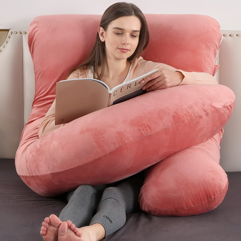 Velvet Gray Maternity Pillow J-Shape Full Body Sleep Pillow With Velvet Cover, 60-Inch Maternity Pillow, Provides Back, Leg, And Abdominal Support For Pregnant Women, Christmas Gift