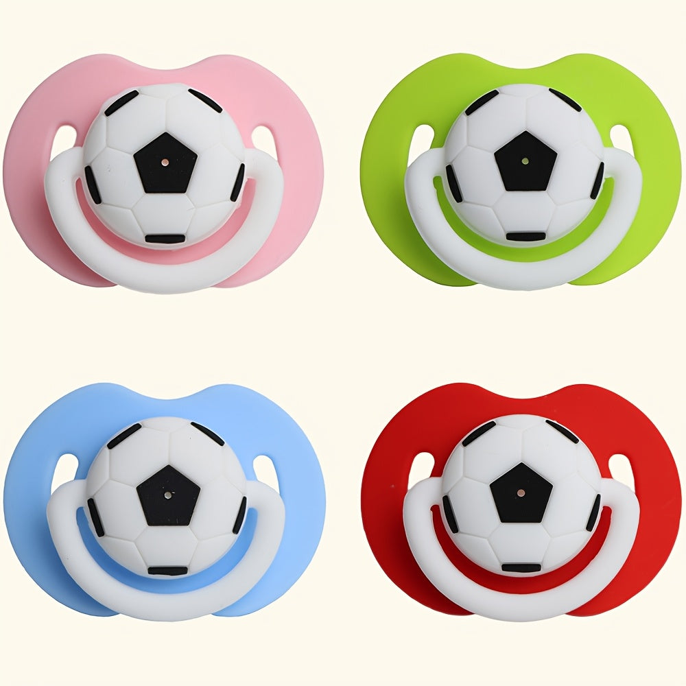 Easy Clean Soccer Ball Style Soother Silicone Soccer Ball Style Soother for and 0-6 Years - One-Piece Design, Easy to Clean, Soft on Gums, Available in Red, Blue, Green, Pink