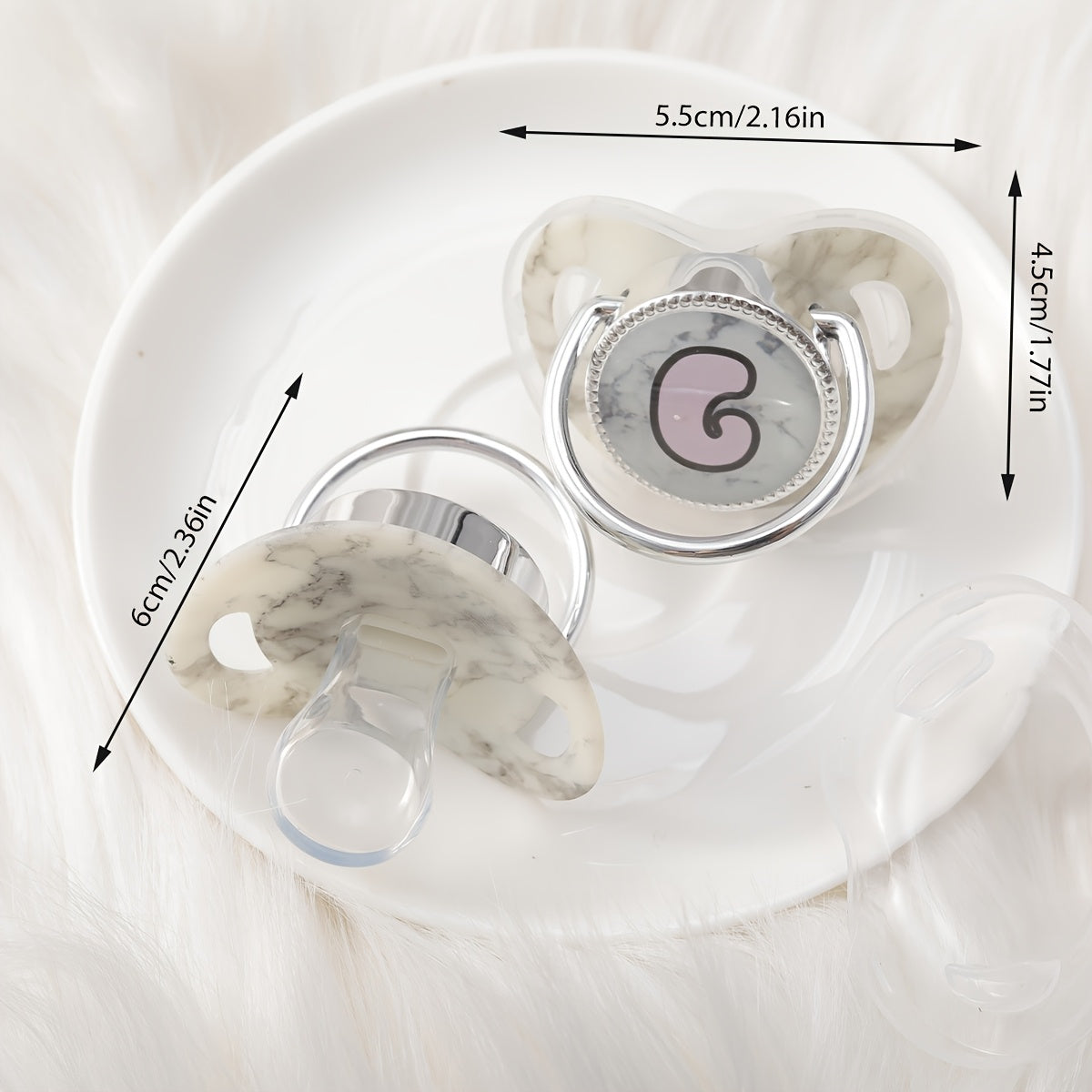 Phthalate-Free Soother 1pc Soft Silicone, Phthalate-Free Milk White Marble Letter Design Soother with Dust-Proof Lid - Safe & Comfortable, Multiple Styles - Ideal Gift, Essentials, Stylish Accessory