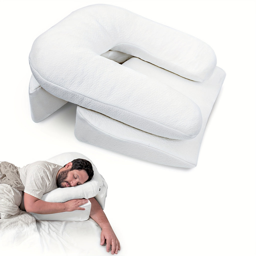 2-in-1 Side Sleeper Pillow With Arm Hole, Shoulder Relief System, Bed Wedge Pillow And Long Body Pillow, Shredded, Adjustable Height, Large
