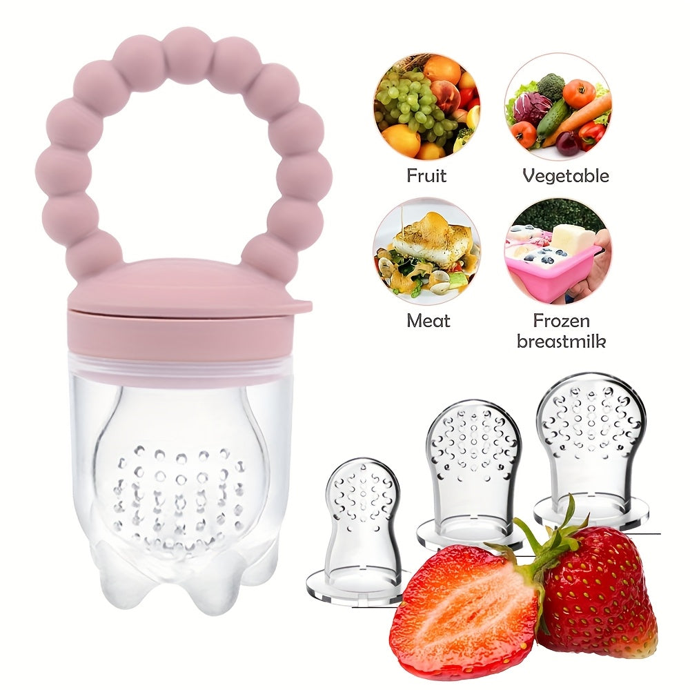 Baby Food Feeder & Pacifier - Self-Feeding Solid Food\u002FLiquid Dispenser with Pacifier, Non-Toxic Silicone, Easy-Clean for Infants, Breastmilk, Fruit Purees, Baby-LED Weaning - Mess-Free Feeding, Soft Textured Design, Safe Feeding Tool