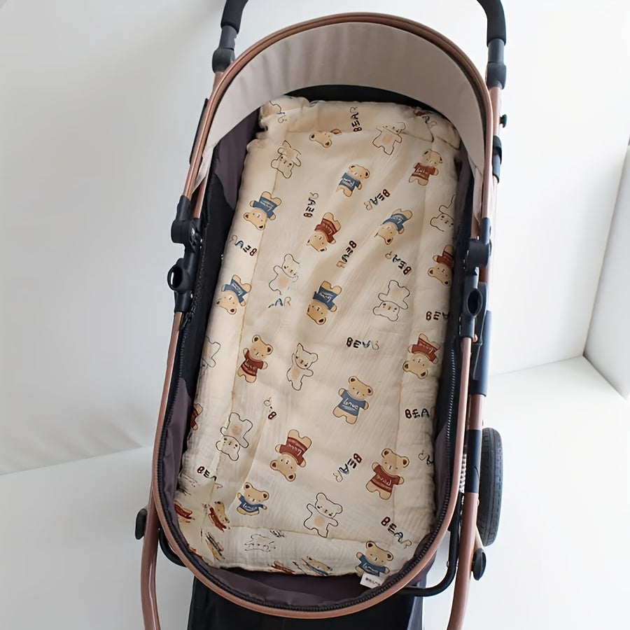 1pc Baby Stroller Seat Cushion - Soft Double-Sided Bear Pattern, Ergonomic Design for Toddler Comfort, Perfect for Christmas, Halloween, Thanksgiving & New Year Gifts, Stroller Seat Cushion, Toddler Comfort Seat, Playful Toddler Seat, Durable Toddler Seat