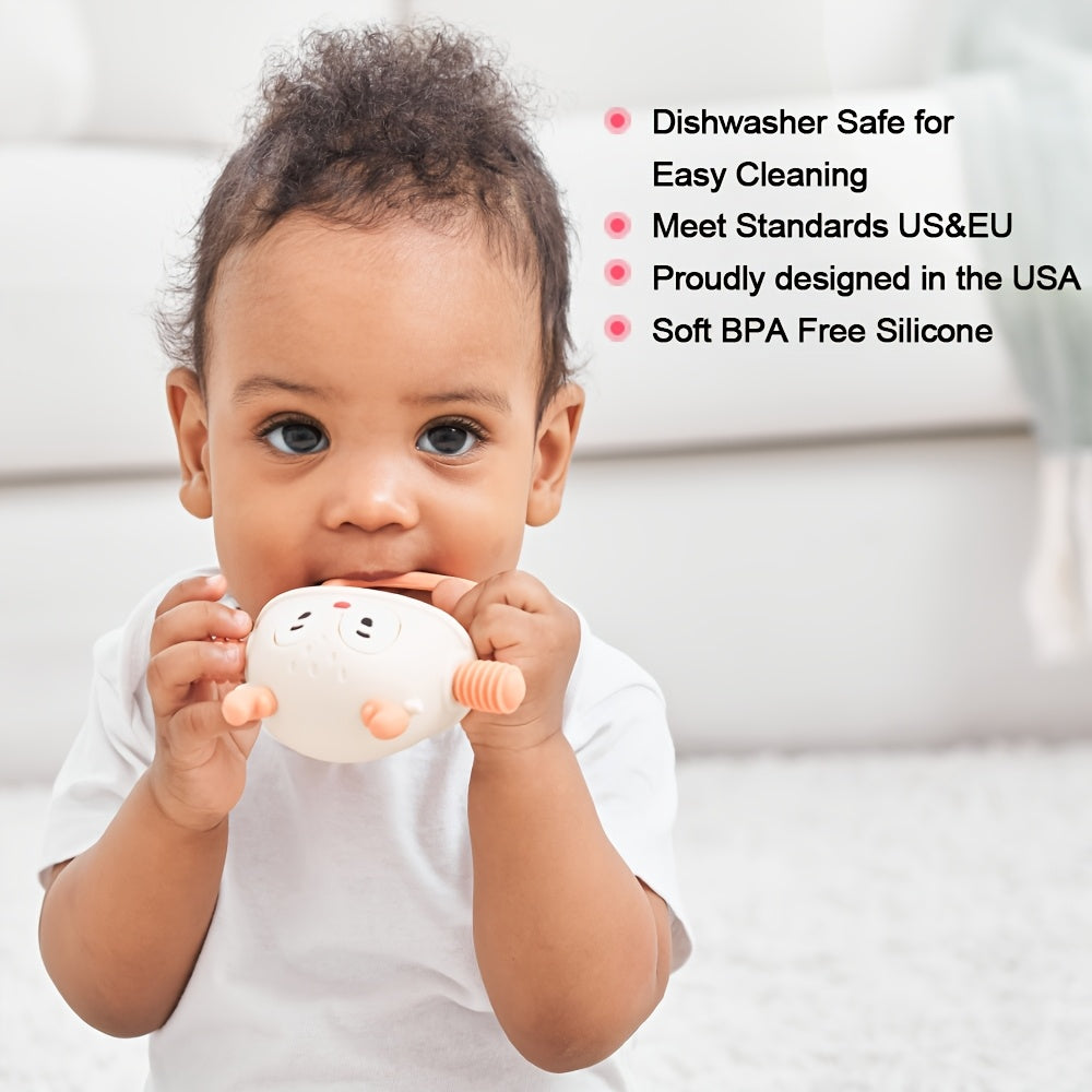 Smily Mia Teething Toys\u002FTeethers for Babies 6-12 Months, Reindeer Baby Chew Toy 3-6 Months for Teething Cutting Off, Get-A-Grip Baby Hand Teether, Silicone Teething Mittens for 0-6Months, Silicone Baby Teether for 3M+