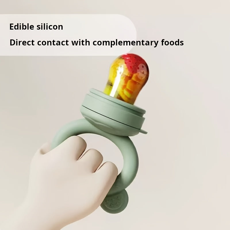 1pc Food Grade Silicone Teether & Fruit Vegetable Feeder with 3 Size Mesh Bags - Soft Chewable Complementary Food Kit, Christmas Halloween Gift (Pink Purple Blue), Feeding Tool, Babyfriendly Design, Nontoxic Material, New Parents, Moms