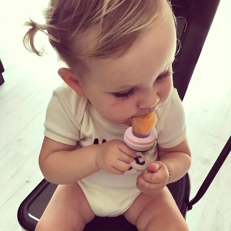 Baby Food Feeder & Pacifier - Self-Feeding Solid Food\u002FLiquid Dispenser with Pacifier, Non-Toxic Silicone, Easy-Clean for Infants, Breastmilk, Fruit Purees, Baby-LED Weaning - Mess-Free Feeding, Soft Textured Design, Safe Feeding Tool