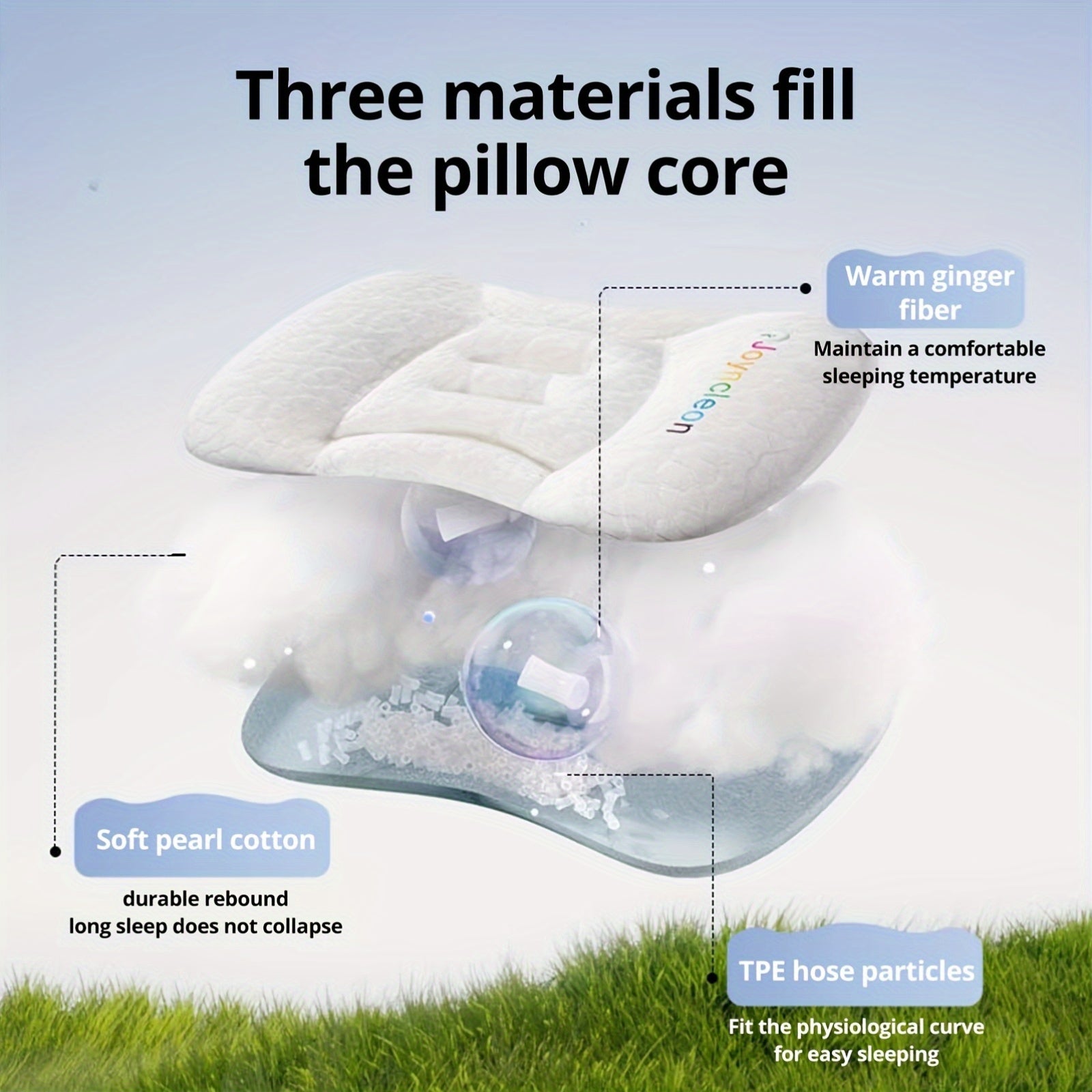 Hypoallergenic Baby Pillow Hypoallergenic Polyester and TPE Filling - Baby Pillow, 30x50cm, Green, Blue, Pink - Perfect for Christmas, Halloween, New Year & Easter Gifts