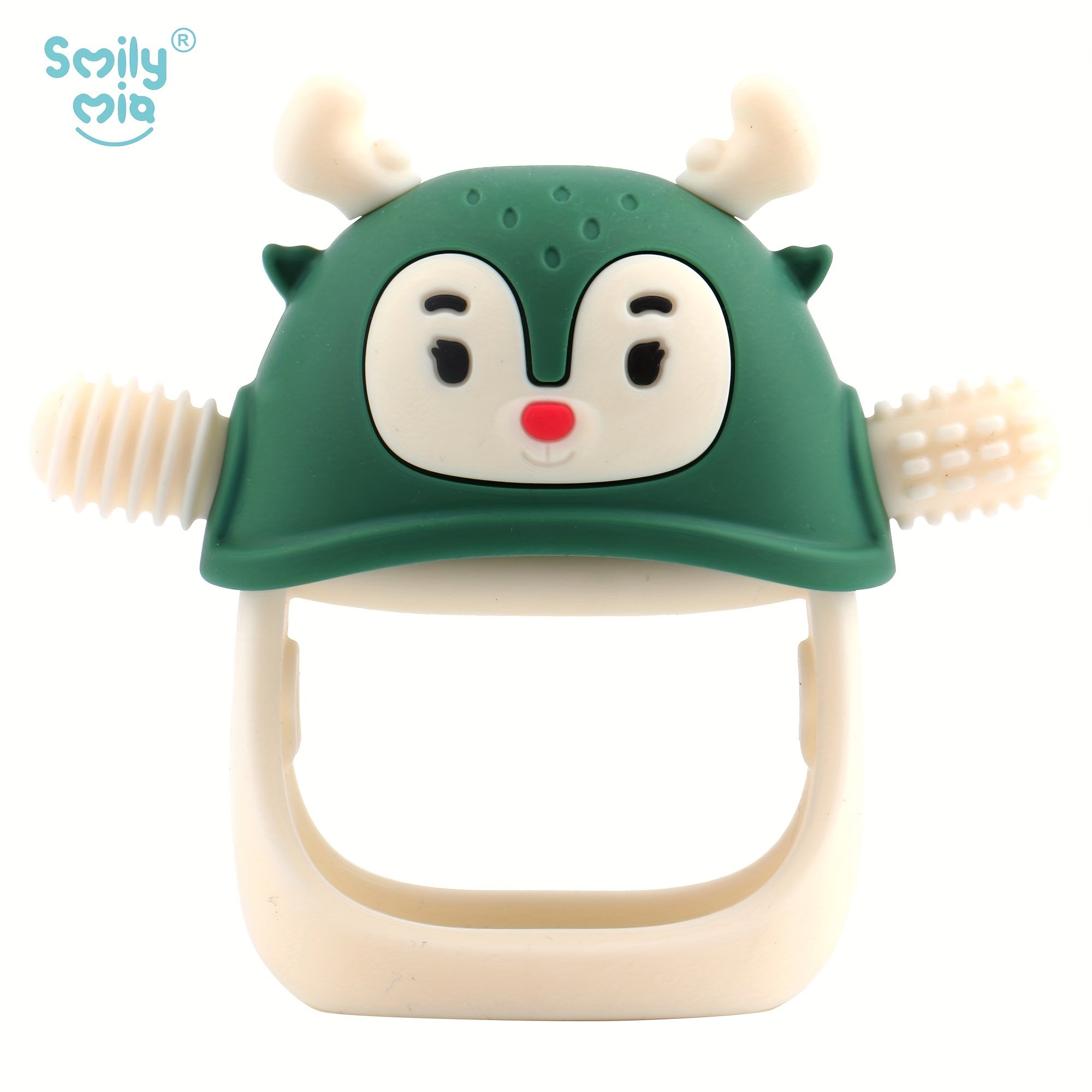 Smily Mia Teething Toys\u002FTeethers for Babies 6-12 Months, Reindeer Baby Chew Toy 3-6 Months for Teething Cutting Off, Get-A-Grip Baby Hand Teether, Silicone Teething Mittens for 0-6Months, Silicone Baby Teether for 3M+