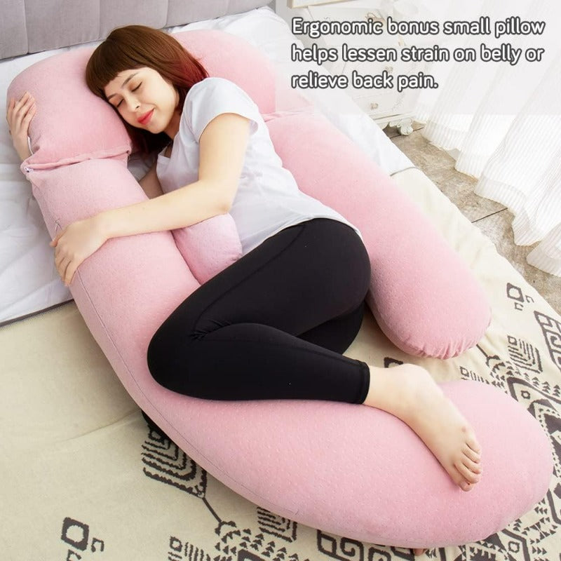 60in Full Body Pillow Nursing Maternity and Pregnancy Pillow Extra Large U Shape Pillows with Detachable Side Separate port Pillow and Removable Cover Veet Light Pink