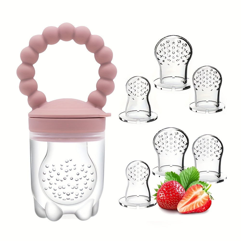 7pcs Fruit Feeding Pacifier with 6 Extra Replaceable Food Bags, Food Grade Silicone, Christmas Gift