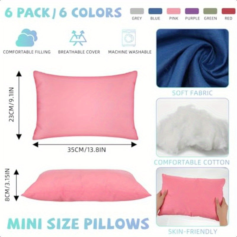 Mini Pillows for Daycare 9.1 x 13.8'' Small Travel Pillow Bulk Soft Breathable Cotton Pillow for Nap Travel Pet Neck Lumbar Purse Insert