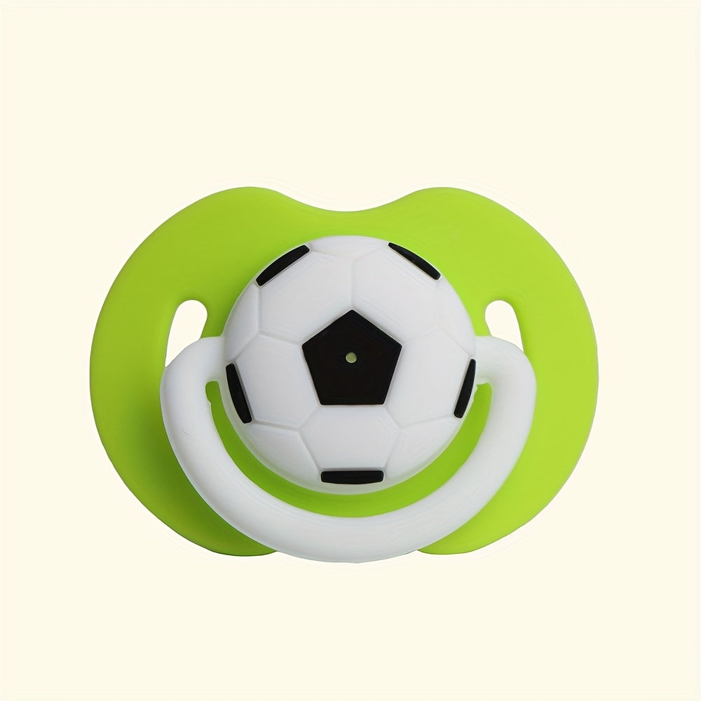 Easy Clean Soccer Ball Style Soother Silicone Soccer Ball Style Soother for and 0-6 Years - One-Piece Design, Easy to Clean, Soft on Gums, Available in Red, Blue, Green, Pink