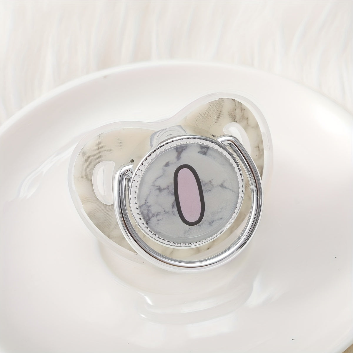 Phthalate-Free Soother 1pc Soft Silicone, Phthalate-Free Milk White Marble Letter Design Soother with Dust-Proof Lid - Safe & Comfortable, Multiple Styles - Ideal Gift, Essentials, Stylish Accessory