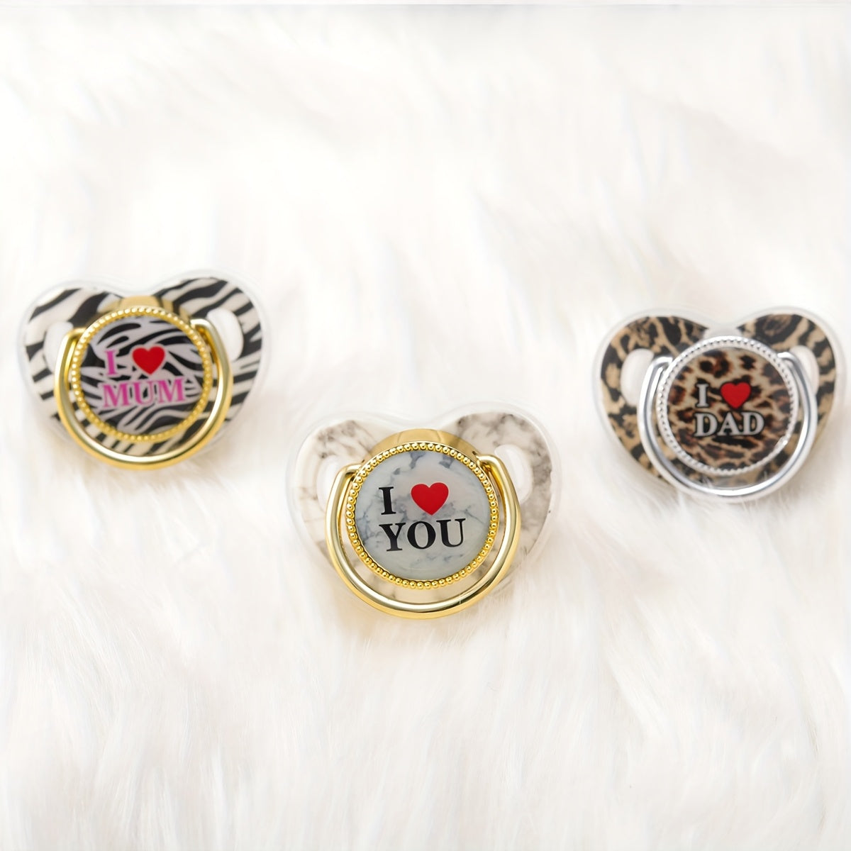 Leopard Print Pacifier 1pc Multi-Color Leopard Print I LOVE YOU\u002FMAD\u002FUM Pacifier | Soft, Comfortable, Phthalate-Free, Dustproof Lid - Safe Gift for Boys & Girls