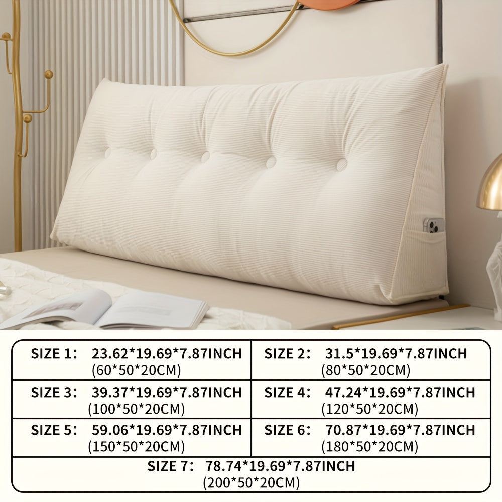 Soft Plush Wedge Floor Pillow with Side Storage – Zippered Polyester Cover, Hand Washable, Back Support for Pregnant Women, Multi-Purpose Bedrest, All-Season Comfort, Modern Beige Design, Pregnancy Pillow