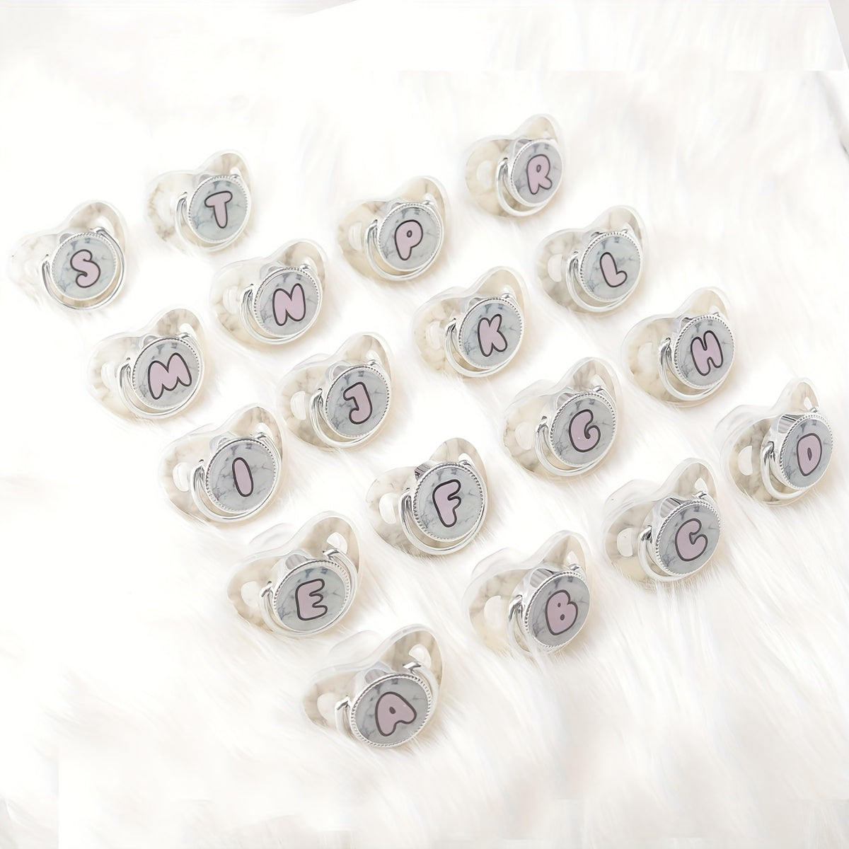 Phthalate-Free Soother 1pc Soft Silicone, Phthalate-Free Milk White Marble Letter Design Soother with Dust-Proof Lid - Safe & Comfortable, Multiple Styles - Ideal Gift, Essentials, Stylish Accessory