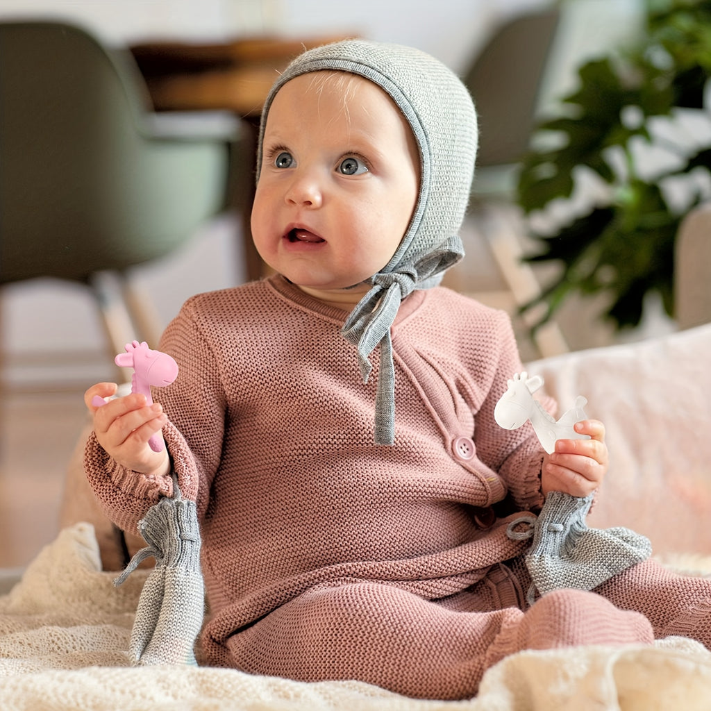 TYRY.HU Baby Deer Teething Toys, Christmas Thanksgiving Holiday Gifts for Babies, Food-Grade Silicone Teethers for Infants, Soothing Gums & Stocking Stuffers, BPA-Free Chew Toys