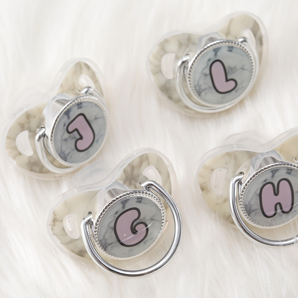 Phthalate-Free Soother 1pc Soft Silicone, Phthalate-Free Milk White Marble Letter Design Soother with Dust-Proof Lid - Safe & Comfortable, Multiple Styles - Ideal Gift, Essentials, Stylish Accessory