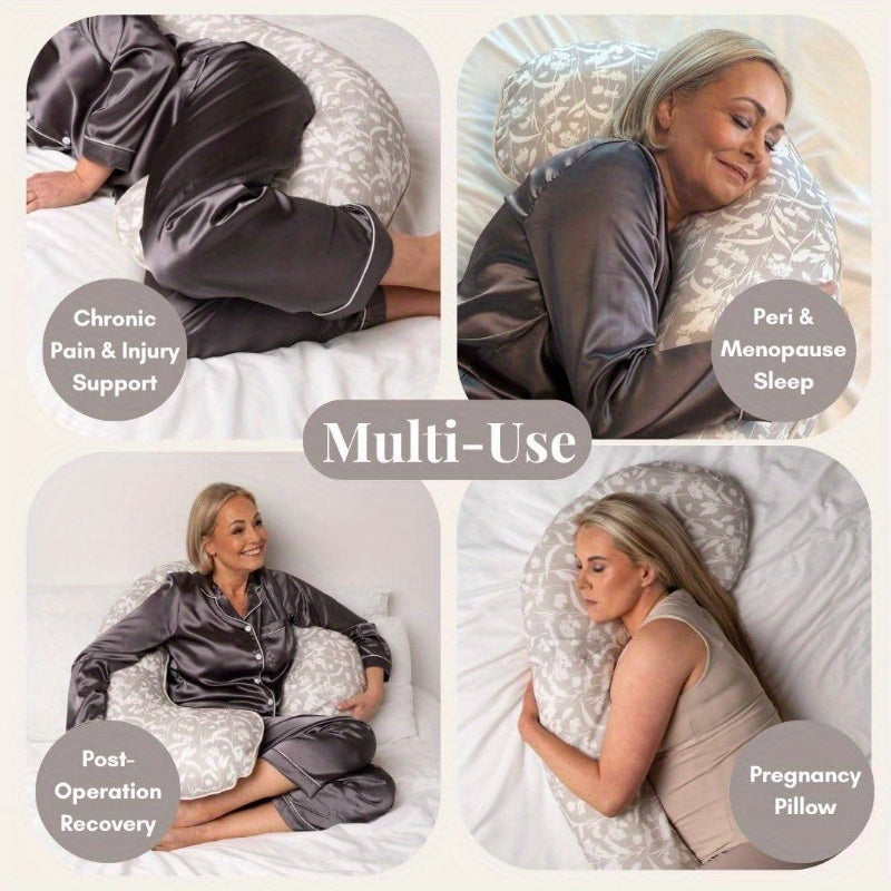 55 Inch C-Shaped Maternity Pillow for Sleep, Featuring a Cooling Cover And Soft Support for Women, Ideal for Back, Legs, And Belly, Perfect for Side Sleepers And Adults