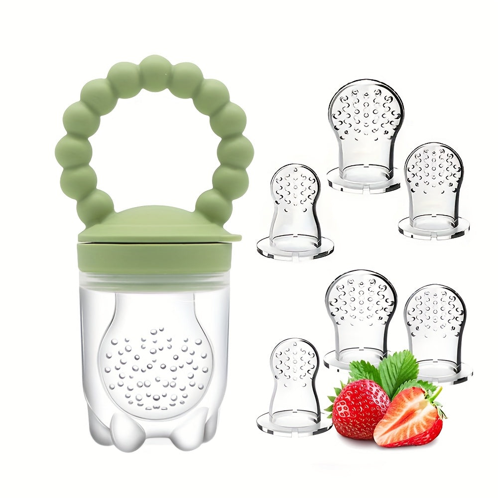 7pcs Fruit Feeding Pacifier with 6 Extra Replaceable Food Bags, Food Grade Silicone, Christmas Gift