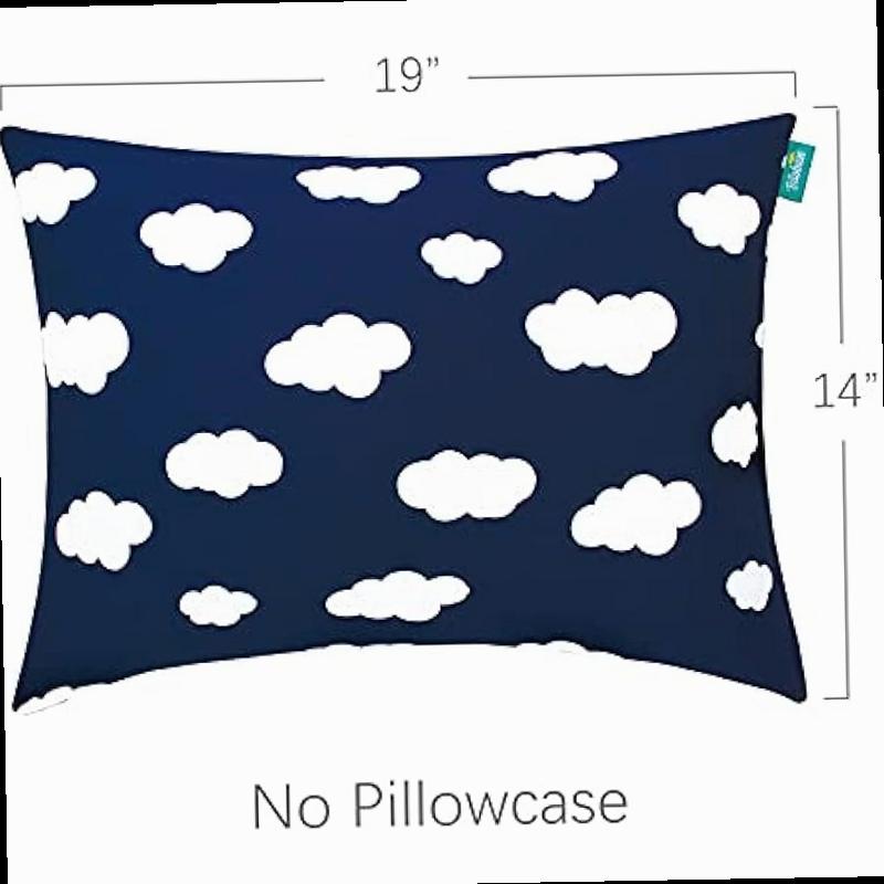 Toddler Pillow for Sleeping Kid Pillow 14 x 19 for Small Travel Bed Nap Pillows Soft Skin Friendly Small Pillows for Sleeping Toddler Use Only Age 2 to 5 Navy Cloud